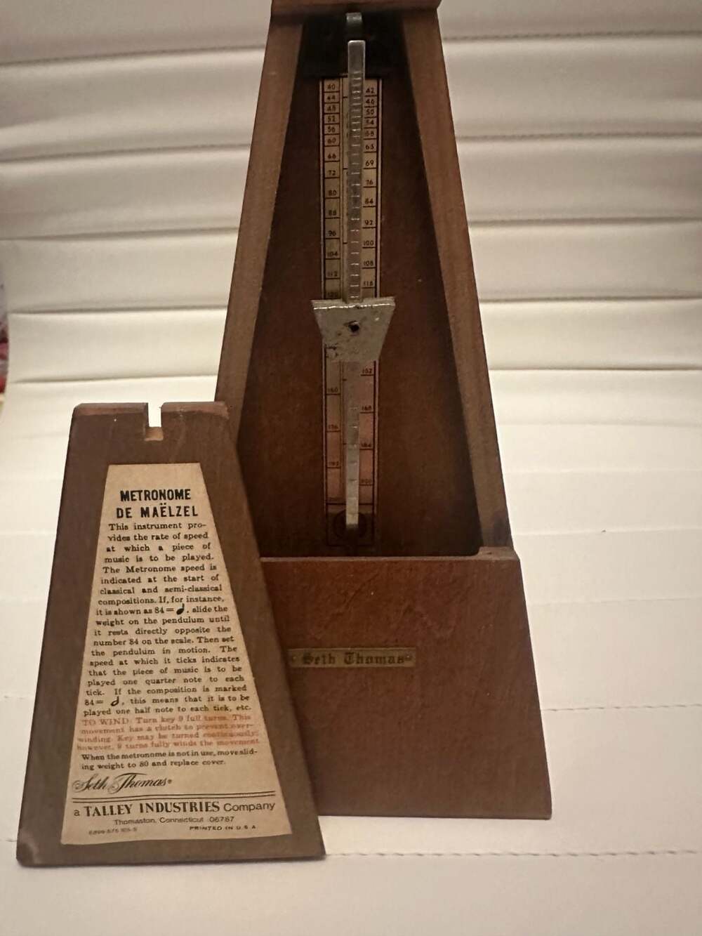 Vintage Seth Thomas Metronome De Maelzel Wooden Mechanical Wind-Up Music Timer